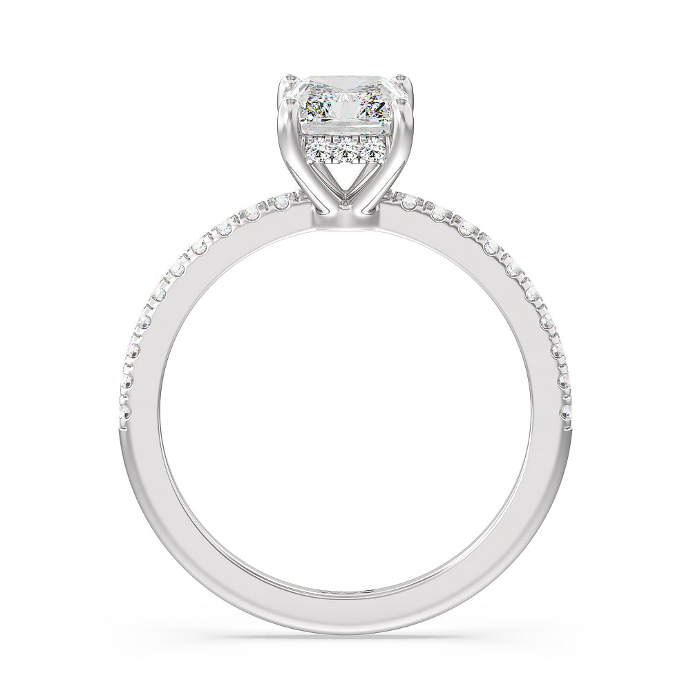 Radiant Cut Diamond Basket Pave Engagement Ring with Lab Grown Diamond in 14KT Platinum view 2
