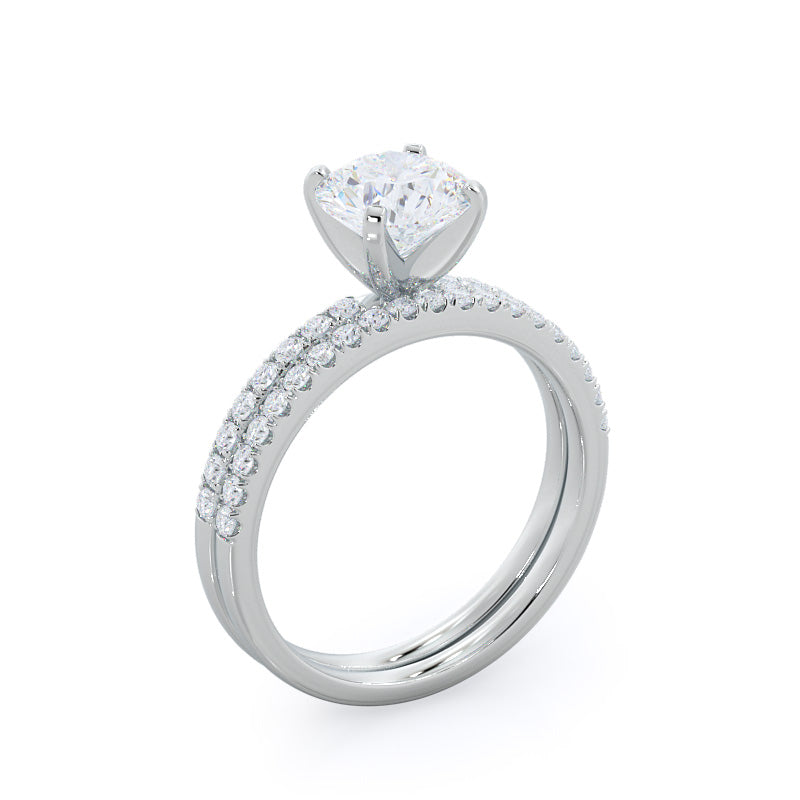 Classic Pave Diamond Engagement Ring with Asscher Cut Diamond in 14KT Platinum view 4
