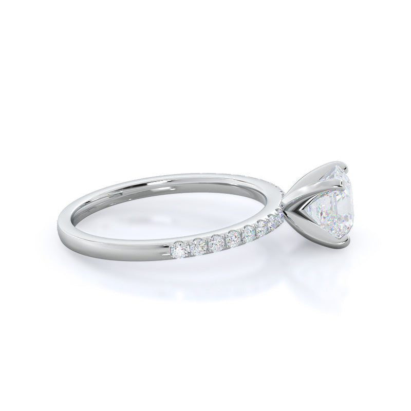 Classic Pave Diamond Engagement Ring with Asscher Cut Diamond in 14KT Platinum view 3

