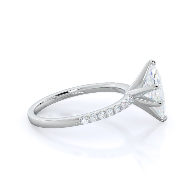Classic Pave Diamond Engagement Ring with Marquise Cut Diamond in 14KT Platinum view 3
