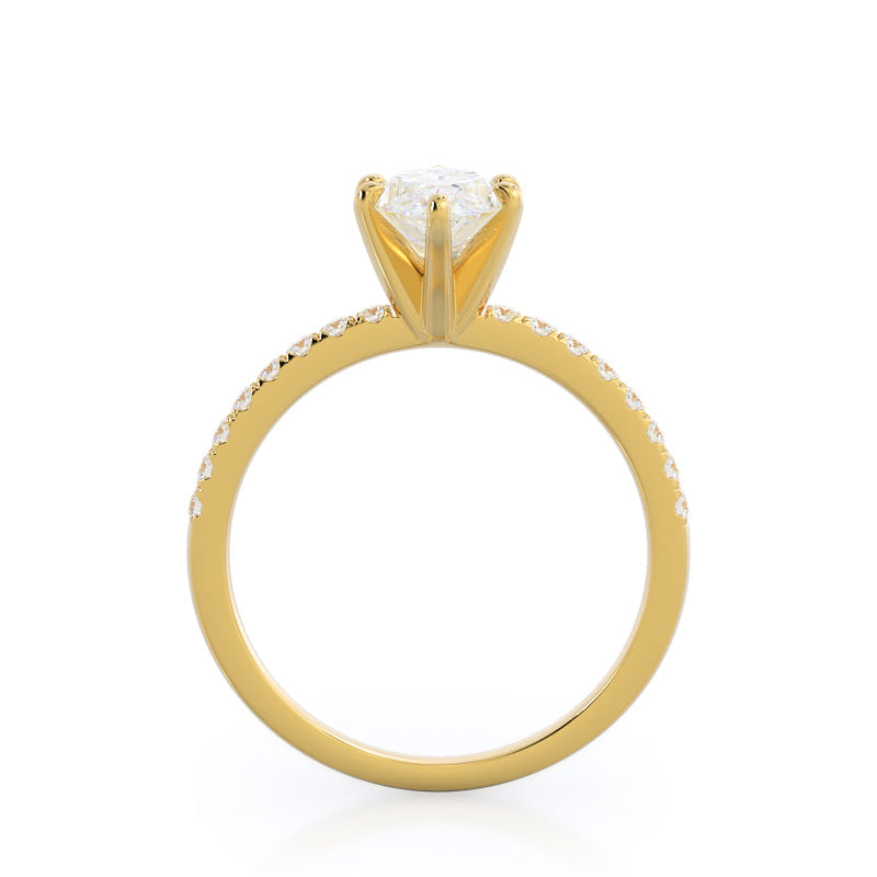 Classic Pave Diamond Engagement Ring with Marquise Cut Diamond in 14KT Yellow Gold view 2
