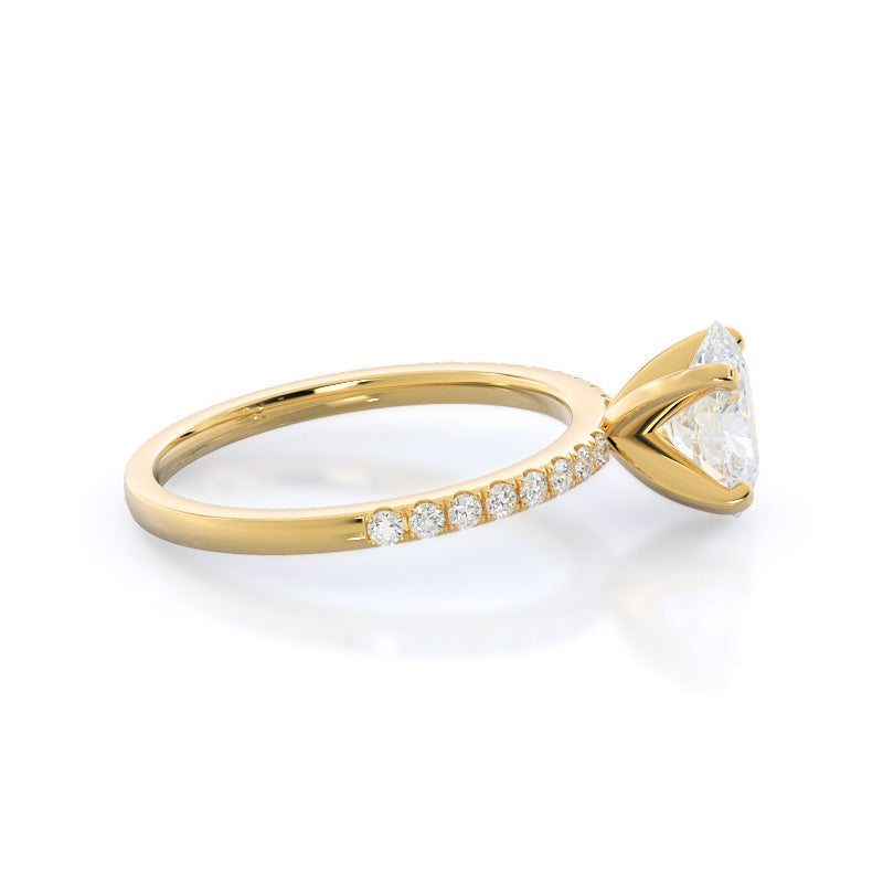 Classic Pave Diamond Engagement Ring with Oval Cut Diamond in 14KT Yellow Gold view 3
