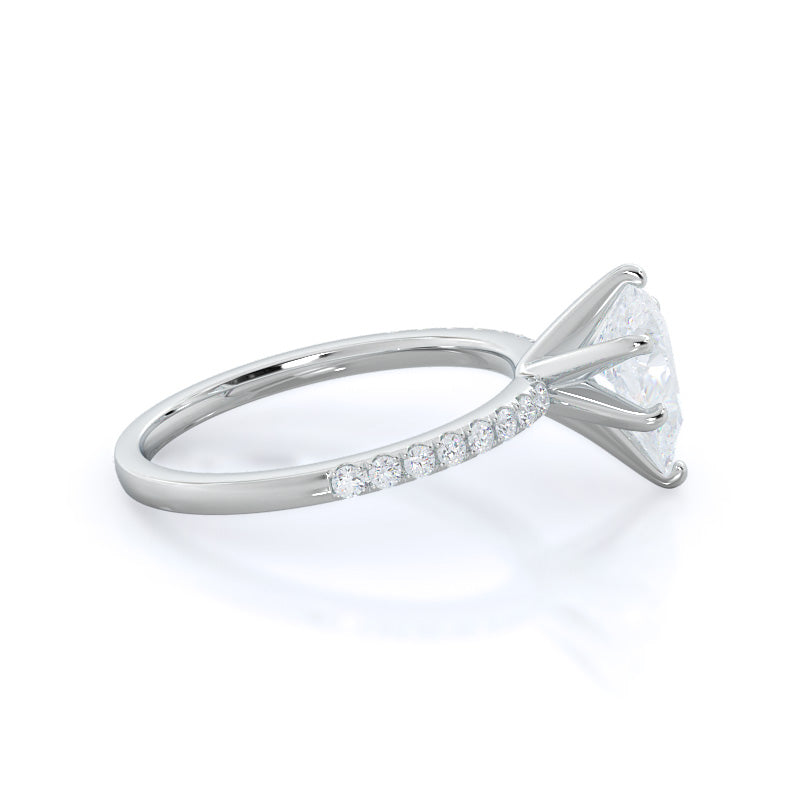 Classic Pave Diamond Engagement Ring with Pear Cut Diamond in 14KT Platinum view 3
