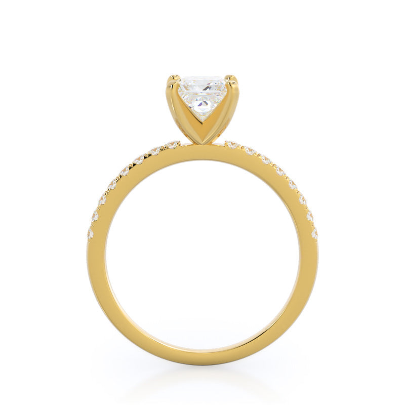 Classic Pave Diamond Engagement Ring with Princess Cut Diamond in 14KT Yellow Gold view 2
