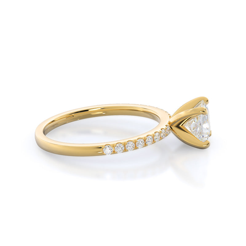Classic Pave Diamond Engagement Ring with Princess Cut Diamond in 14KT Yellow Gold view 3
