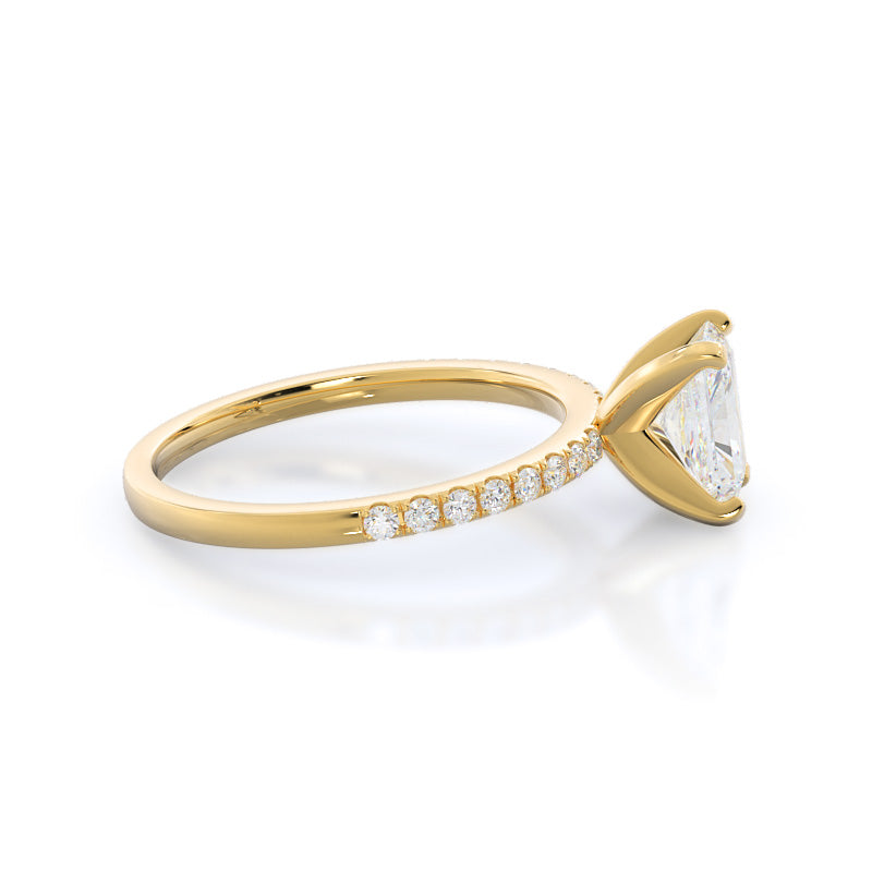 Classic Pave Diamond Engagement Ring with Radiant Cut Diamond in 14KT Yellow Gold view 3
