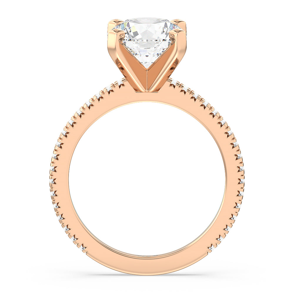 Round Cut Petite French Set Lab Diamond Engagement Ring (1/4 ct. tw.) with Lab Grown Diamond in 14KT Rose Gold view 2
