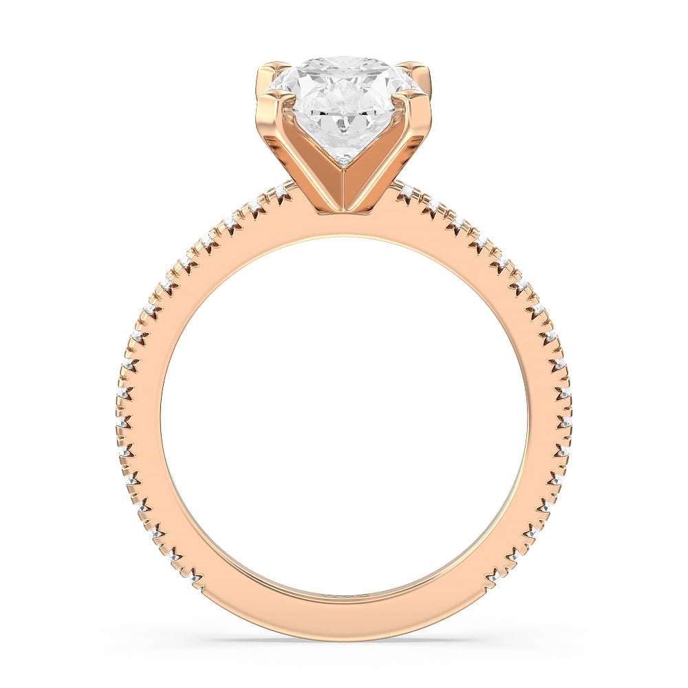 Oval Cut Petite French Set Lab Diamond Engagement Ring (1/4 ct. tw.) with Lab Grown Diamond in 14KT Rose Gold view 2
