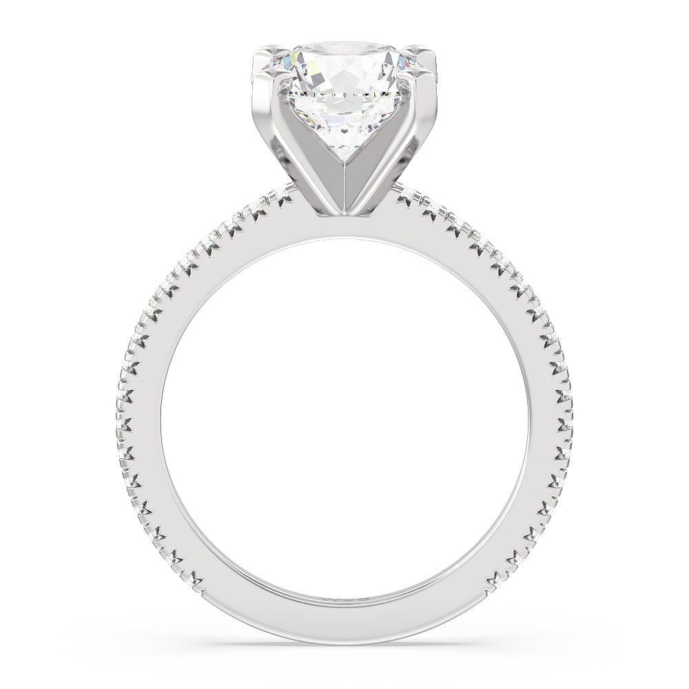 Round Cut Petite French Set Lab Diamond Engagement Ring (1/4 ct. tw.) with Lab Grown Diamond in 14KT Platinum view 2
