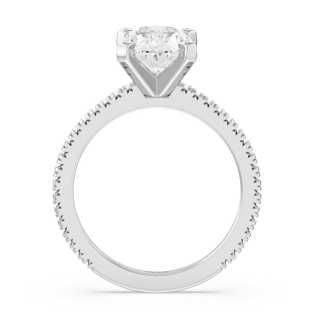 Oval Cut Petite French Set Lab Diamond Engagement Ring (1/4 ct. tw.) with Lab Grown Diamond in 14KT Platinum view 2
