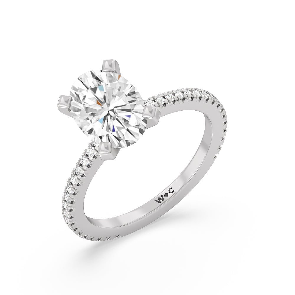 Oval Cut Petite French Set Lab Diamond Engagement Ring (1/4 ct. tw.) with Lab Grown Diamond in 14KT Platinum view 3
