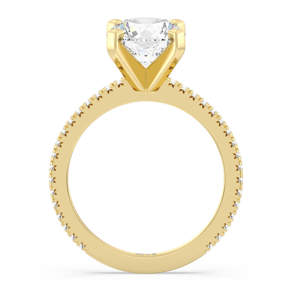 Round Cut Petite French Set Lab Diamond Engagement Ring (1/4 ct. tw.) with Lab Grown Diamond in 14KT Yellow Gold view 2
