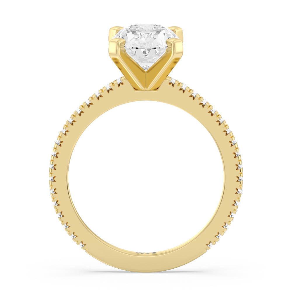 Oval Cut Petite French Set Lab Diamond Engagement Ring (1/4 ct. tw.) with Lab Grown Diamond in 14KT Yellow Gold view 2

