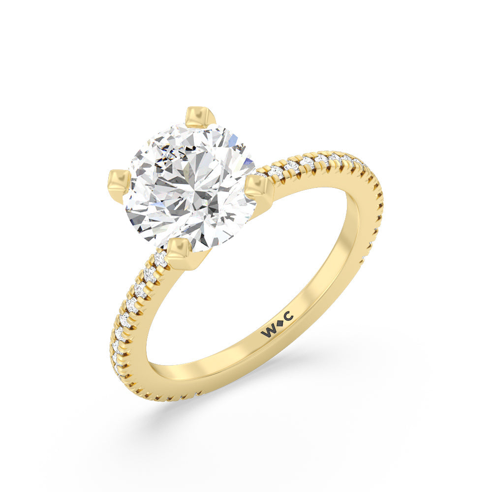 Round Cut Petite French Set Lab Diamond Engagement Ring (1/4 ct. tw.) with Lab Grown Diamond in 14KT Yellow Gold view 3
