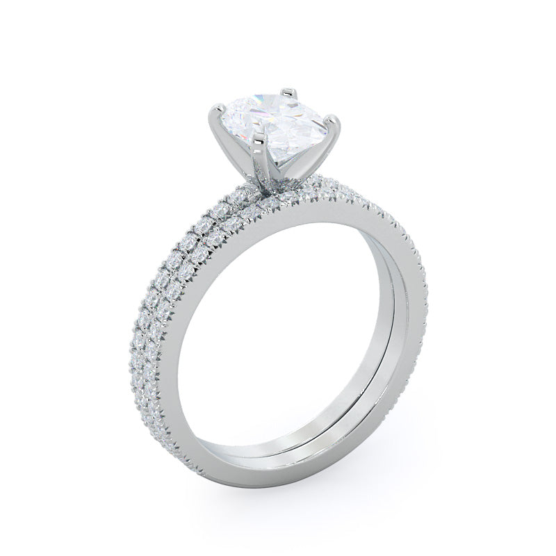 Petite French Set Diamond Engagement Ring with Cushion Cut Diamond in 14KT Platinum view 4

