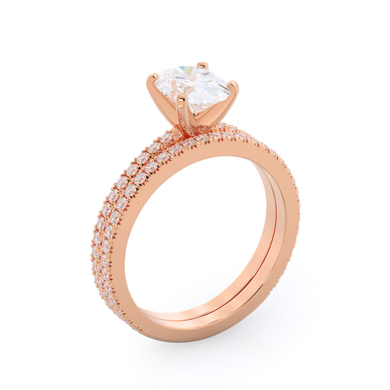 Petite French Set Diamond Engagement Ring with Princess Cut Diamond in 14KT Rose Gold view 4
