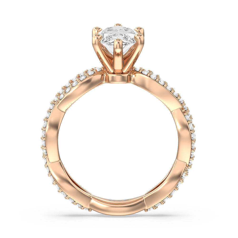 Marquise Cut Infinity Winding Diamond Engagement Ring with Lab Grown Diamond in 14KT Rose Gold view 2
