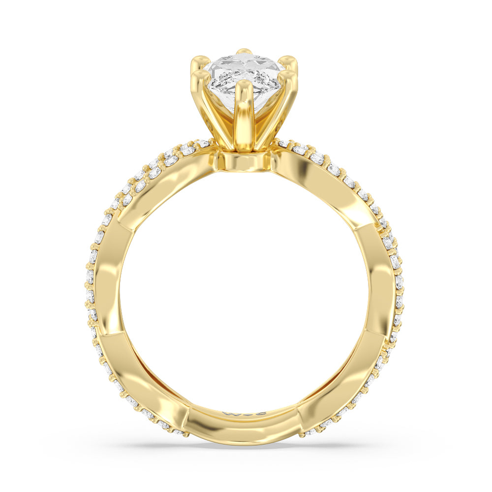 Marquise Cut Infinity Winding Diamond Engagement Ring with Lab Grown Diamond in 14KT Yellow Gold view 2
