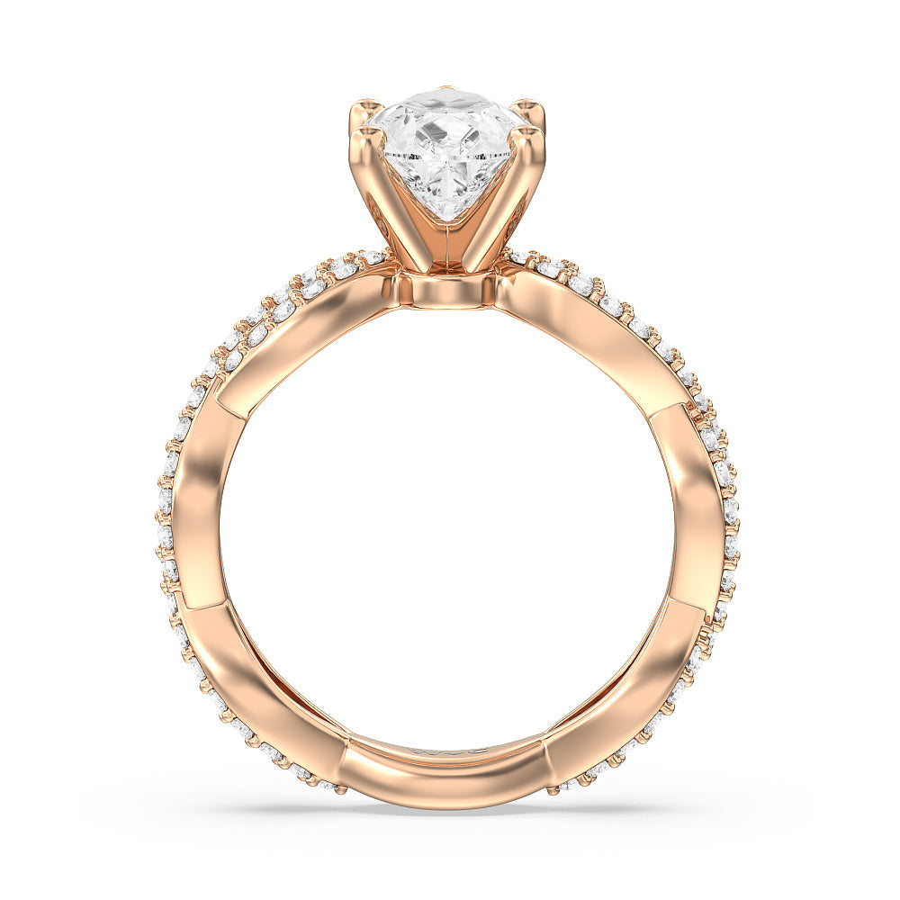 Pear Cut Infinity Winding Diamond Engagement Ring with Lab Grown Diamond in 14KT Rose Gold view 2
