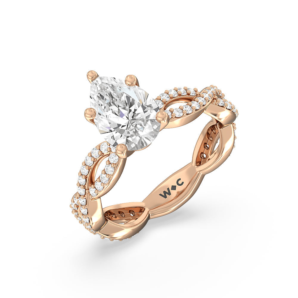 Pear Cut Infinity Winding Diamond Engagement Ring with Lab Grown Diamond in 14KT Rose Gold view 3
