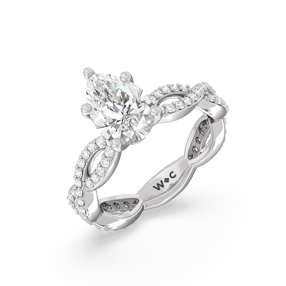 Pear Cut Infinity Winding Diamond Engagement Ring with Lab Grown Diamond in 14KT Platinum view 3
