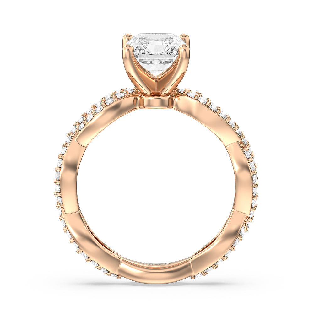 Radiant Cut Infinity Winding Diamond Engagement Ring with Lab Grown Diamond in 14KT Rose Gold view 2
