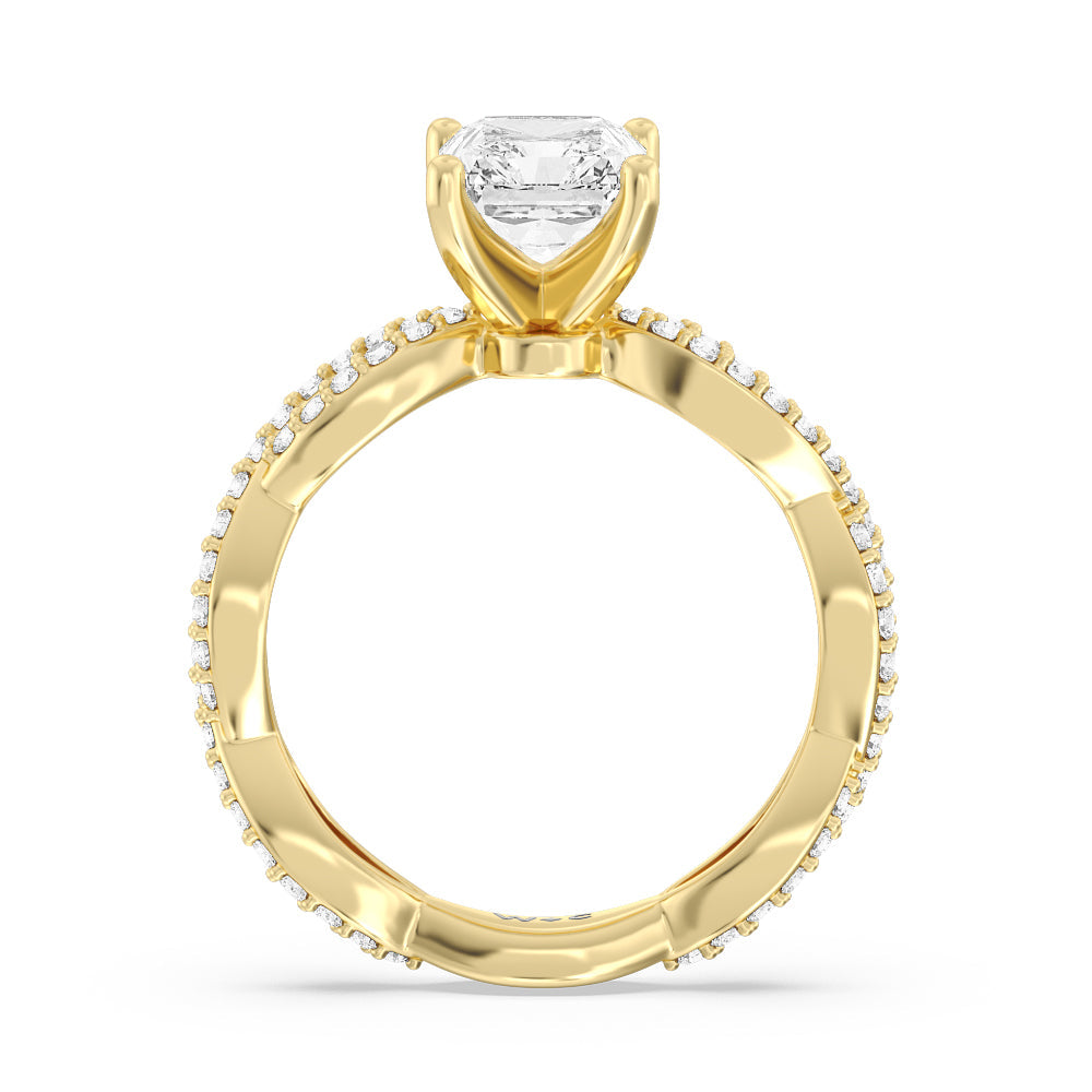 Radiant Cut Infinity Winding Diamond Engagement Ring with Lab Grown Diamond in 14KT Yellow Gold view 2

