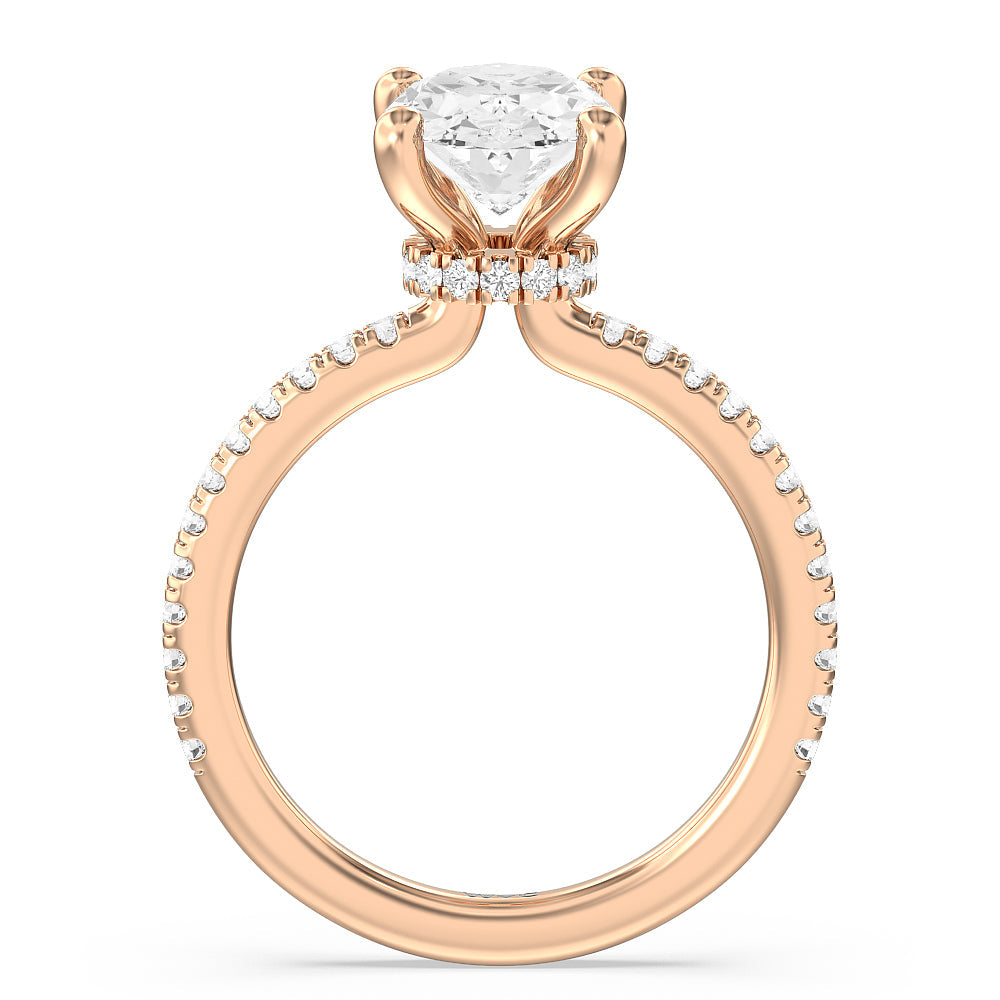 Oval Cut Pave Love Knot Diamond Engagement Ring with Lab Grown Diamond in 14KT Rose Gold view 6
