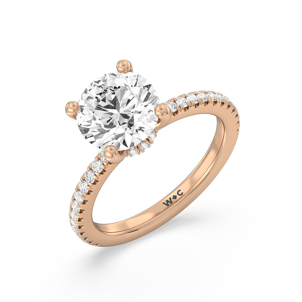 Pave Love Knot Diamond Engagement Ring with Round Cut Diamond in 14KT Rose Gold view 3
