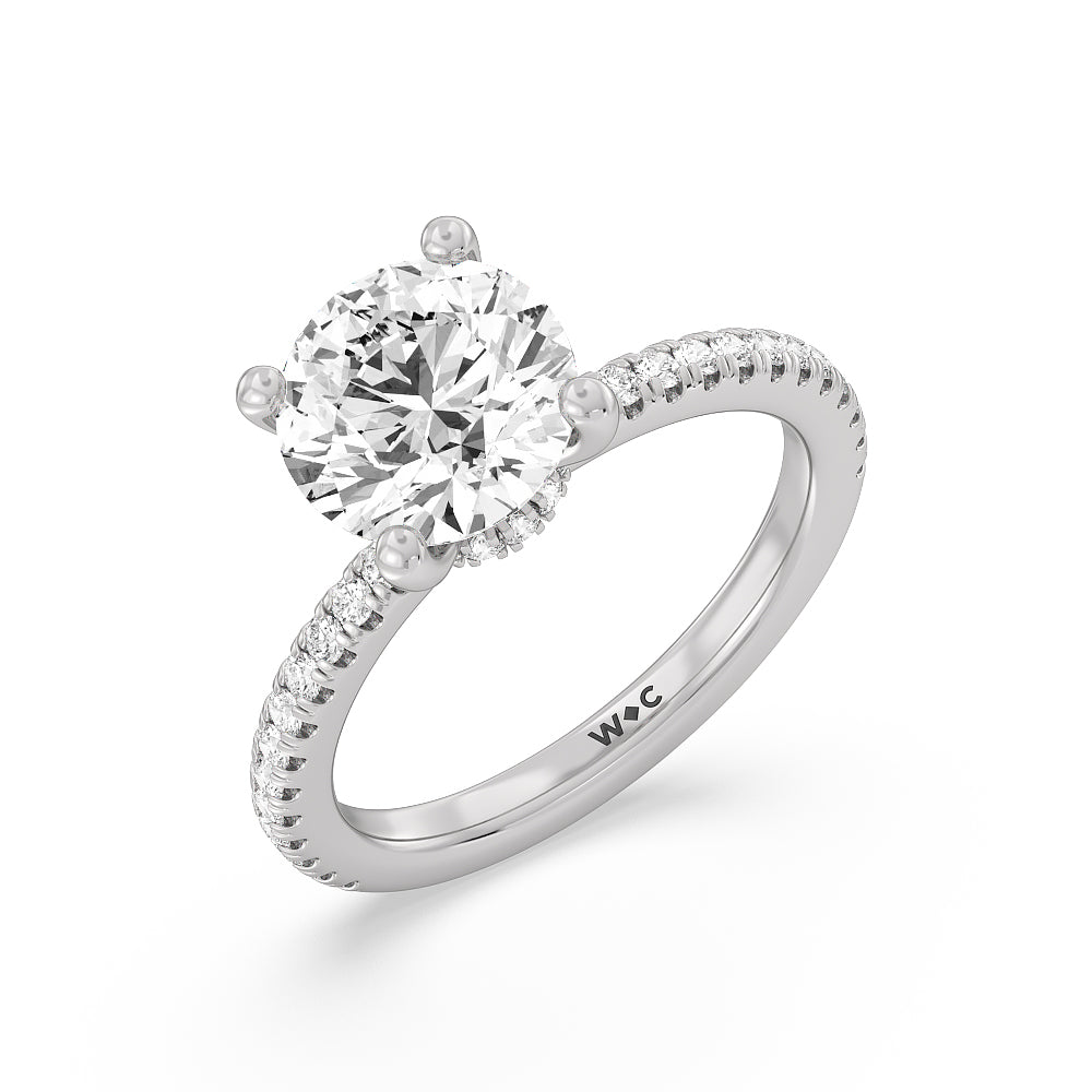 Pave Love Knot Diamond Engagement Ring with Round Cut Diamond in 14KT Platinum view 3
