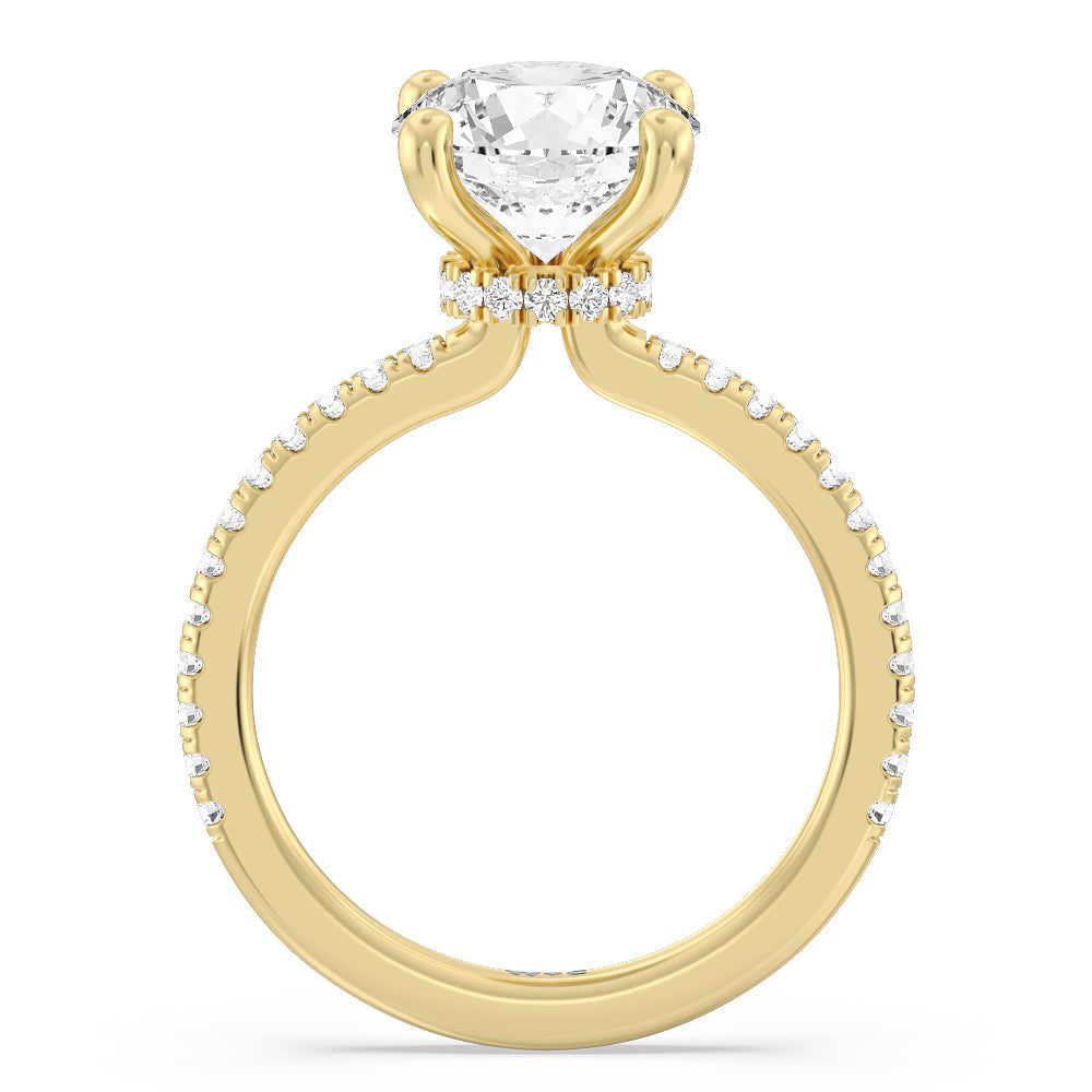 Round Cut Pave Love Knot Diamond Engagement Ring with Lab Grown Diamond in 14KT Yellow Gold view 6
