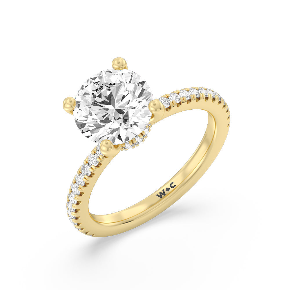 Pave Love Knot Diamond Engagement Ring with Round Cut Diamond in 14KT Yellow Gold view 3
