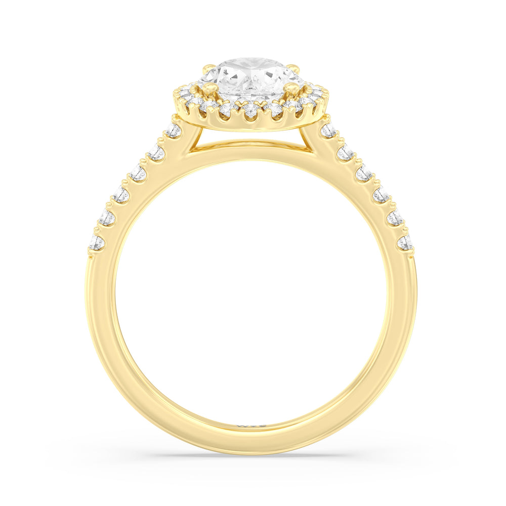 Pave Halo Engagement Ring with Oval Cut Diamond in 14KT Yellow Gold view 2
