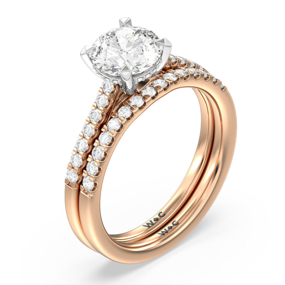 Oval Cut Cathedral Diamond Pave Hidden Halo Engagement Ring with Lab Grown Diamond in 14KT Rose Gold view 6
