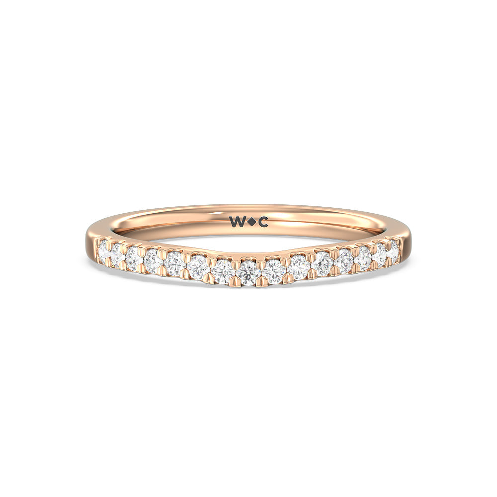 Cathedral Diamond Pave Hidden Halo Diamond Wedding Band with 18KT Rose Gold Cut Diamond in 14KT Rose Gold view 1
