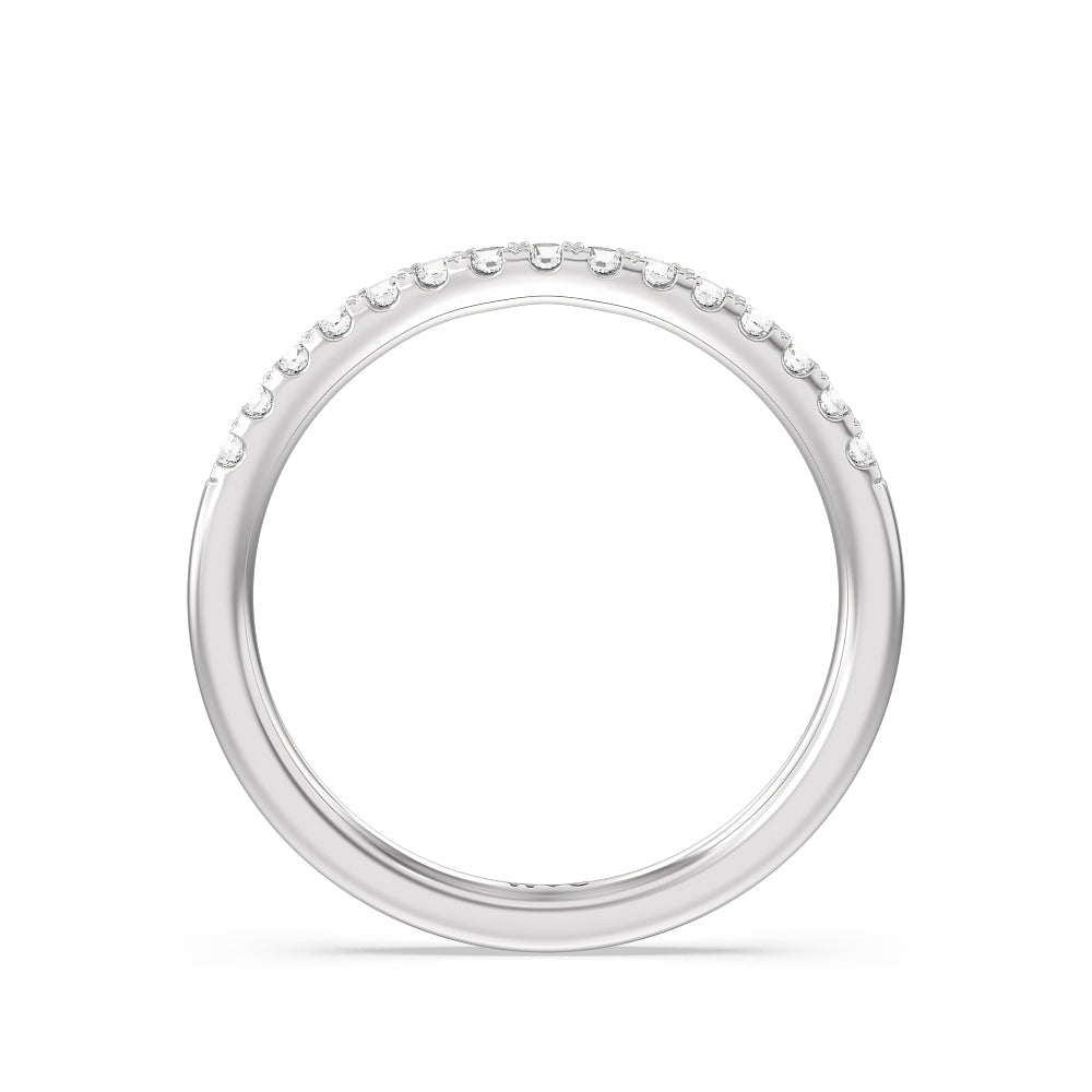 Cathedral Diamond Pave Hidden Halo Diamond Wedding Band with Platinum Cut Diamond in 14KT Platinum view 2
