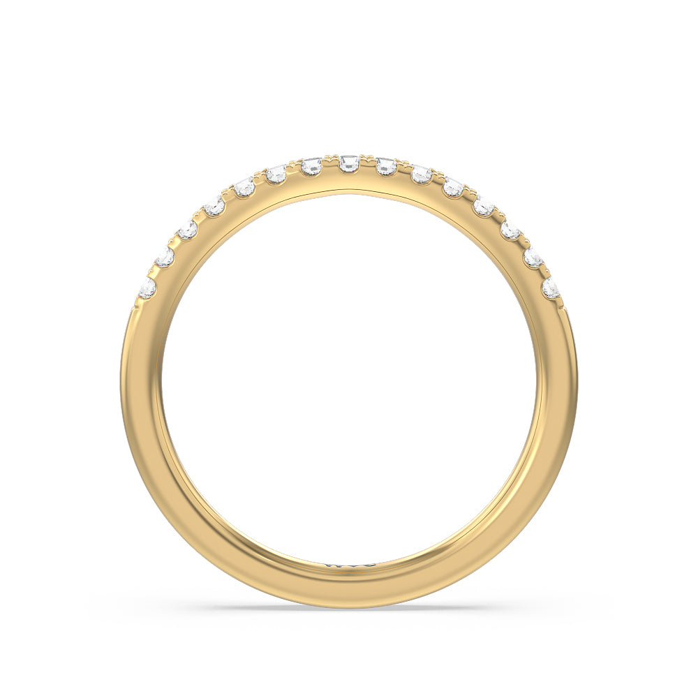 Cathedral Diamond Pave Hidden Halo Diamond Wedding Band with 18KT Yellow Gold Cut Diamond in 14KT Yellow Gold view 2
