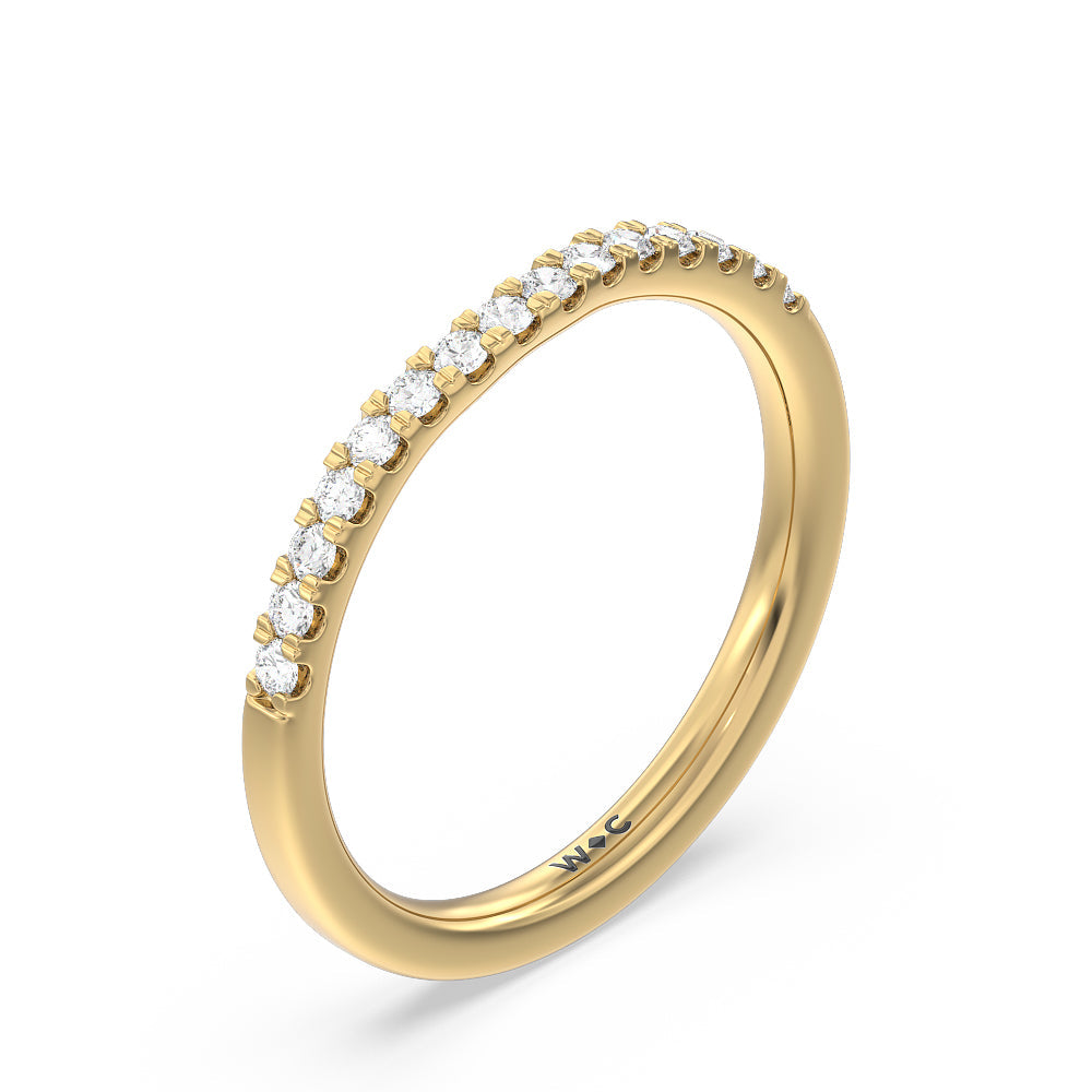 Cathedral Diamond Pave Hidden Halo Diamond Wedding Band with 18KT Yellow Gold Cut Diamond in 14KT Yellow Gold view 3
