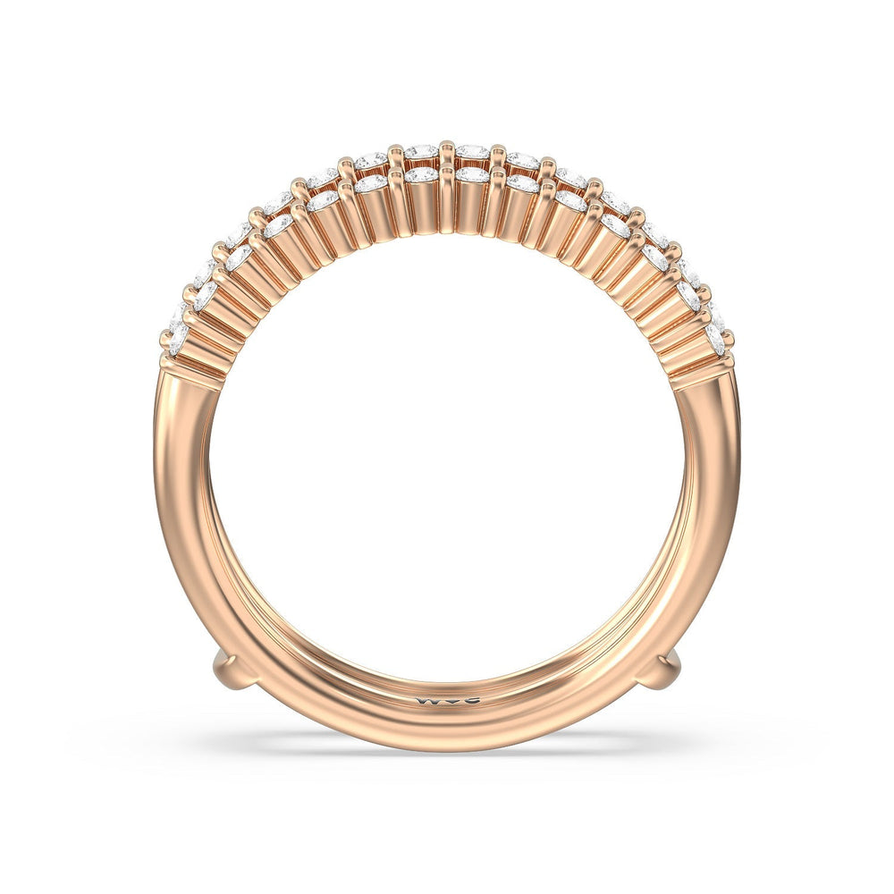 Double Row Diamond Hidden Halo Enhancer Band with 18KT Rose Gold Cut Diamond in 14KT Rose Gold view 2
