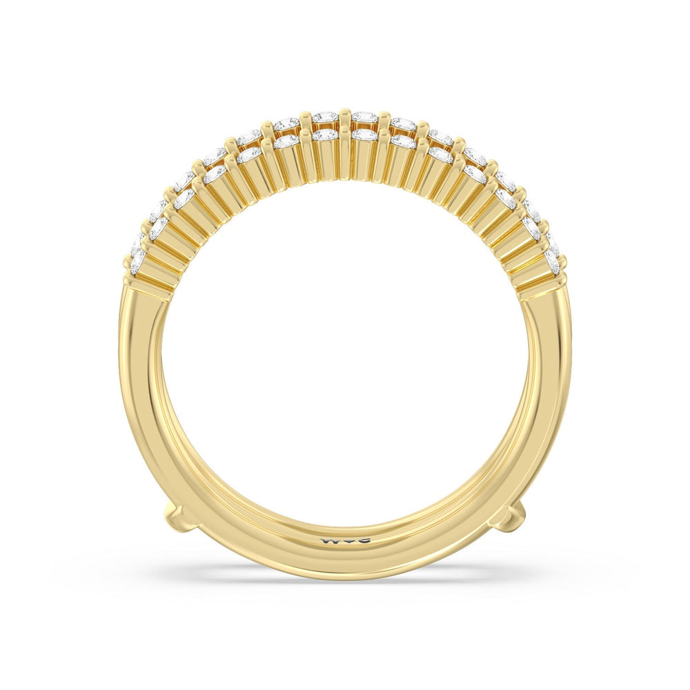 Double Row Diamond Hidden Halo Enhancer Band with 18KT Yellow Gold Cut Diamond in 14KT Yellow Gold view 2
