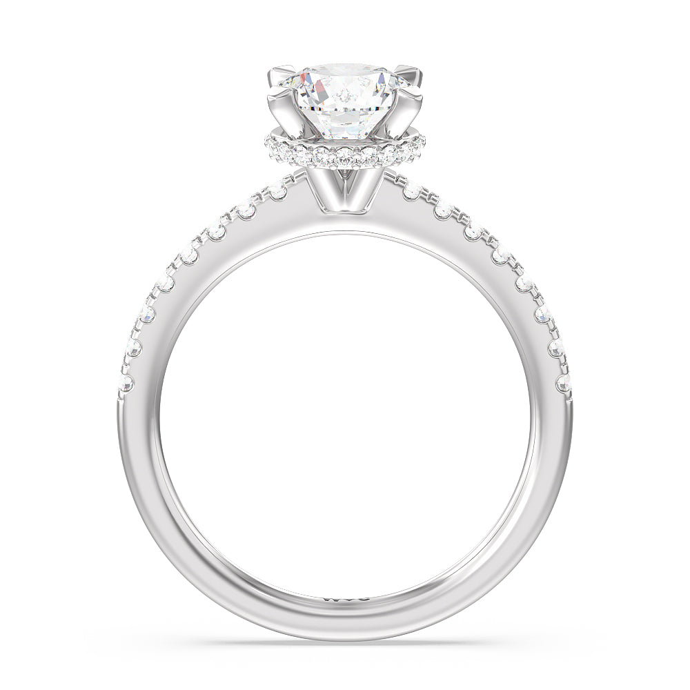 1 3/4 cttw Round Cut Petite Pave Hidden Halo Engagement Ring with 1 3/4 Cut Diamond in 14KT Round view 2
