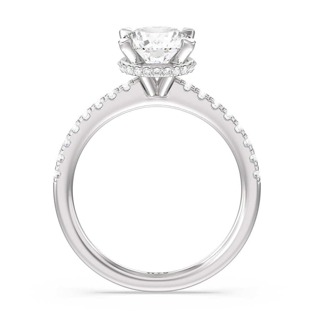 2 1/3 cttw Round Cut Petite Pave Hidden Halo Engagement Ring with 2 1/3 Cut Diamond in 14KT Round view 2
