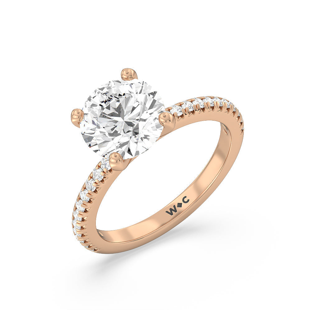 Round Cut Petite Pave Hidden Halo Engagement Ring with Lab Grown Diamond in 14KT Rose Gold view 3
