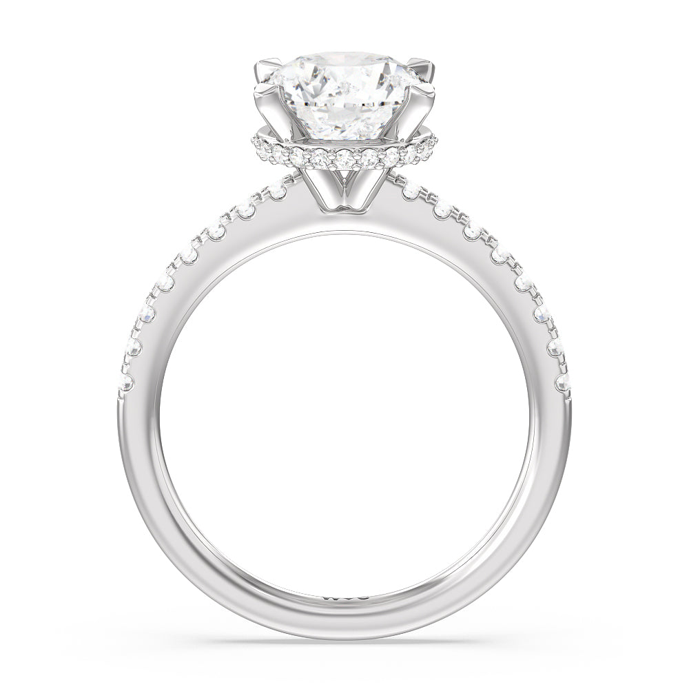 2 3/4 cttw Round Cut Petite Pave Hidden Halo Engagement Ring with 2 3/4 Cut Diamond in 14KT Round view 2
