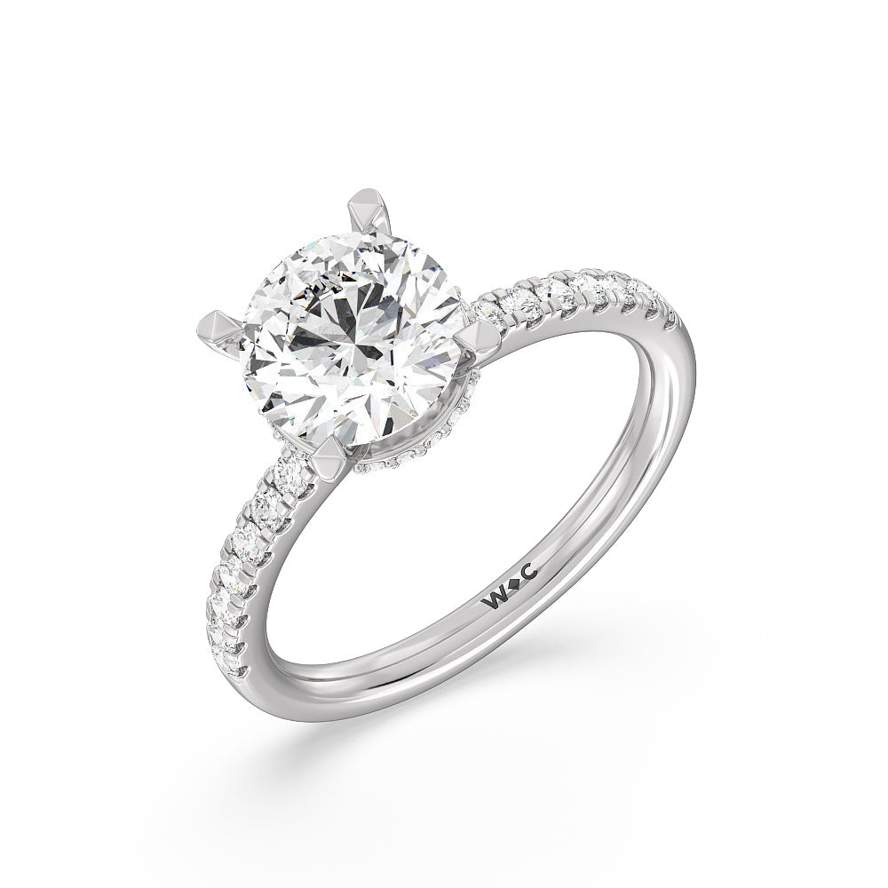 2 3/4 cttw Round Cut Petite Pave Hidden Halo Engagement Ring with 2 3/4 Cut Diamond in 14KT Round view 3
