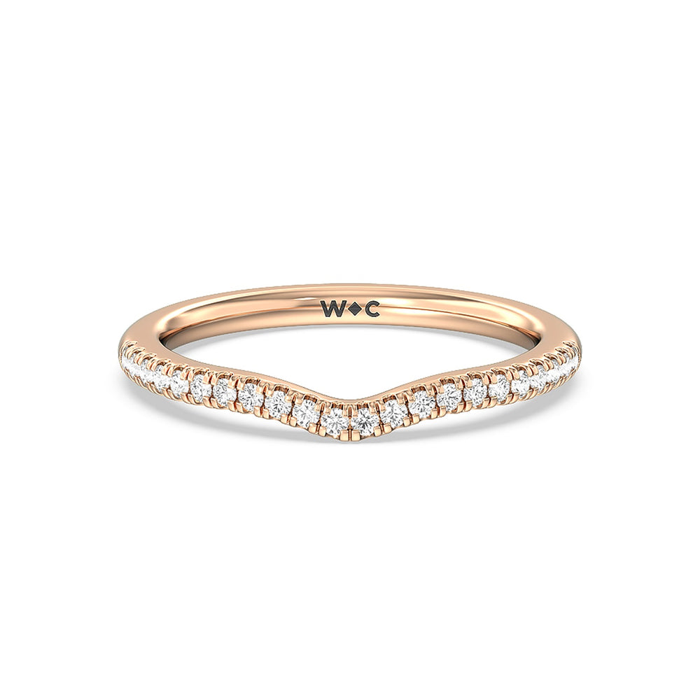Hidden Heart Pave Diamond Wedding Band with 18KT Rose Gold Cut Diamond in 14KT Rose Gold view 1
