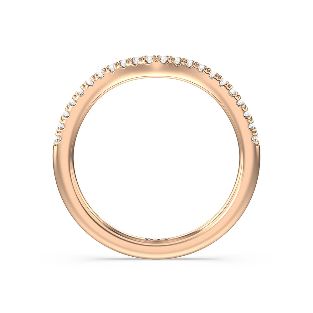Hidden Heart Pave Diamond Wedding Band with 18KT Rose Gold Cut Diamond in 14KT Rose Gold view 2
