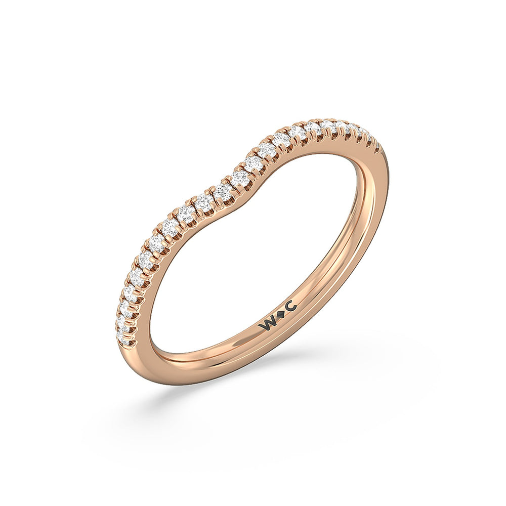Hidden Heart Pave Diamond Wedding Band with 18KT Rose Gold Cut Diamond in 14KT Rose Gold view 4
