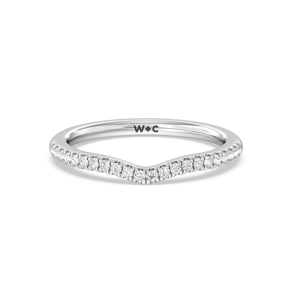 Hidden Heart Pave Diamond Wedding Band with Platinum Cut Diamond in 14KT Platinum view 1
