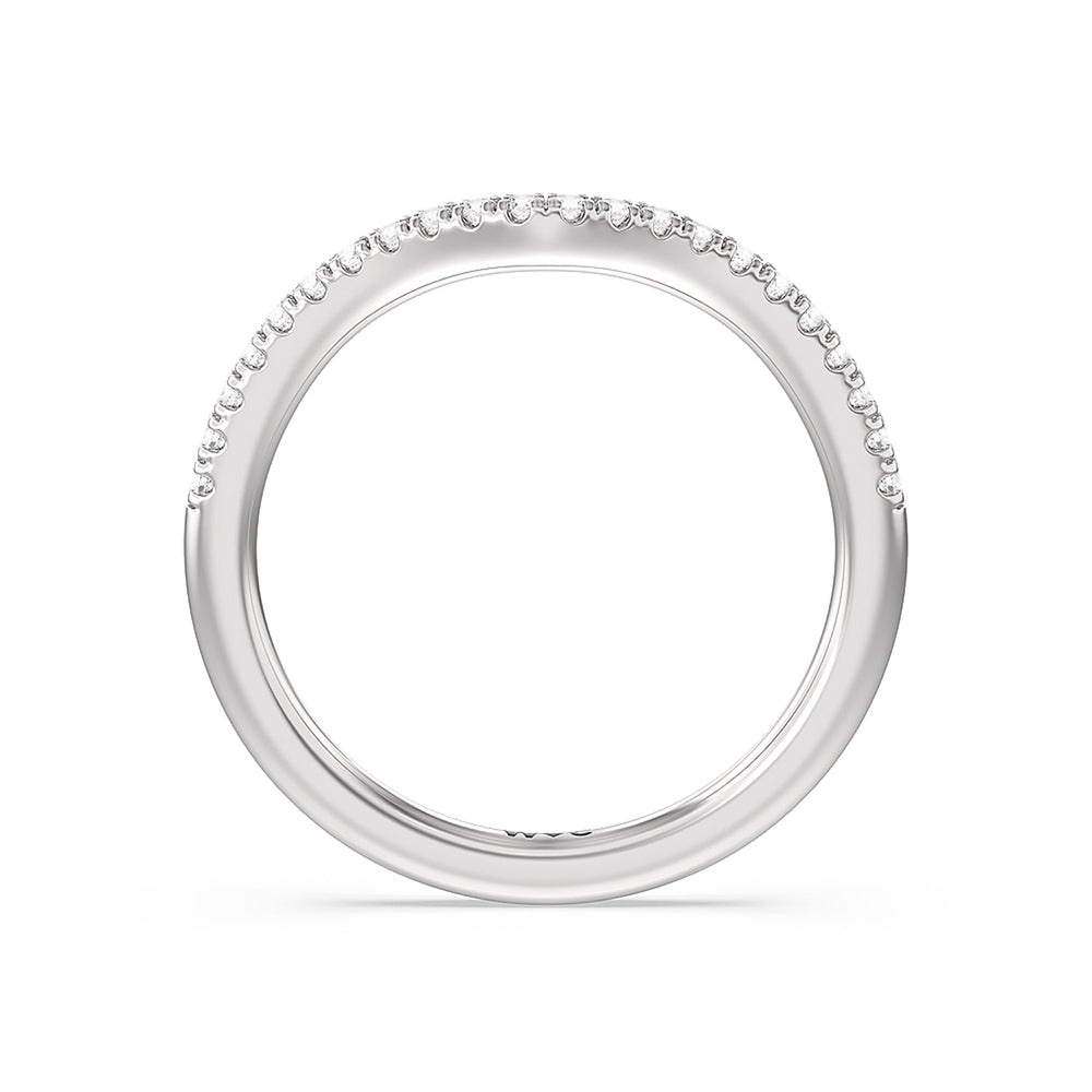 Hidden Heart Pave Diamond Wedding Band with Platinum Cut Diamond in 14KT Platinum view 2

